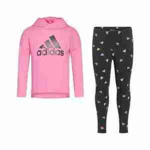 Adidas Solid Hooded Tee & Logo Leggings Set